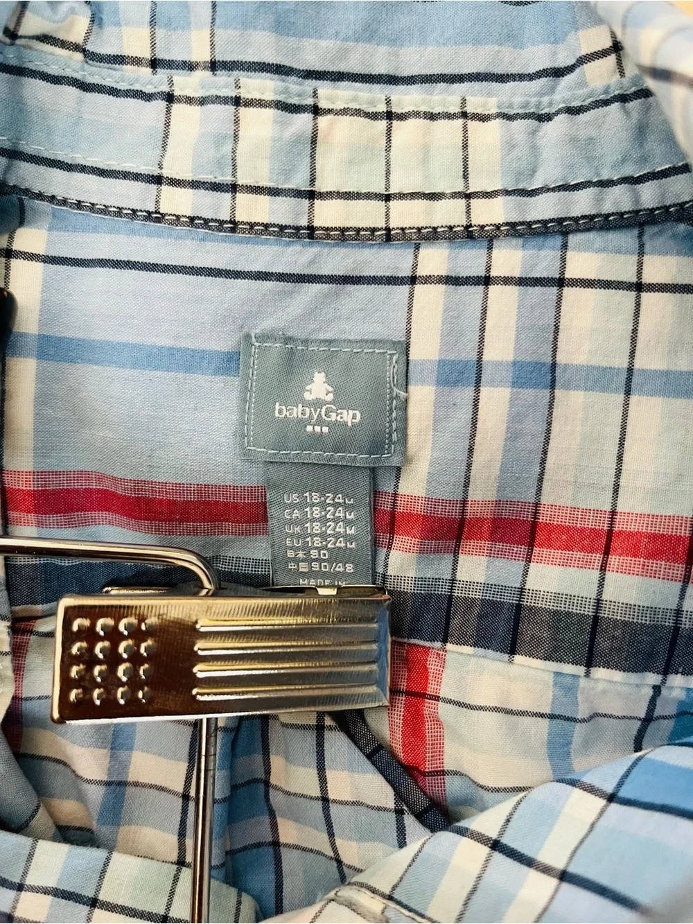 Baby Gap 18-24 months Boys' Light Blue Plaid Button-Up Shirt